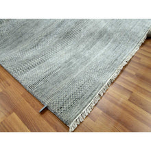 Load image into Gallery viewer, 8&#39;x10&#39;2&quot; Ash Gray, Hand Knotted Grass Design, Densely Woven Tone On Tone, Soft To The Touch Wool And Silk, Oriental Rug FWR475902