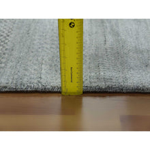 Load image into Gallery viewer, 8&#39;x10&#39;2&quot; Ash Gray, Hand Knotted Grass Design, Densely Woven Tone On Tone, Soft To The Touch Wool And Silk, Oriental Rug FWR475902