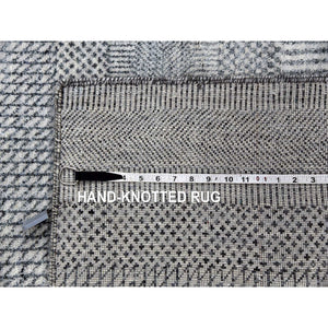 8'x10'3" Gainsboro Gray, Dense Weave Tone On Tone, Soft To The Touch Wool And Silk, Hand Knotted Grass Design, Oriental Rug FWR475926