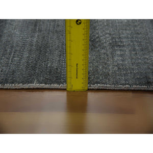 5'1"x7'1" Gray, Hand Knotted Grass Design, Densely Woven Tone on Tone, Soft Pile Wool and Silk, Oriental Rug FWR476004