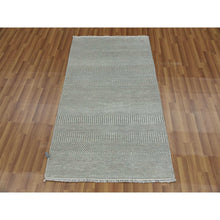 Load image into Gallery viewer, 3&#39;x5&#39;3&quot; Battleship Gray, Grass Design Dense Weave, Tone On Tone Soft To The Touch, Wool And Silk Hand Knotted, Oriental Rug FWR476118