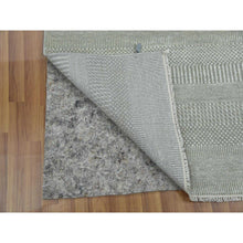 Load image into Gallery viewer, 3&#39;x5&#39;3&quot; Battleship Gray, Grass Design Dense Weave, Tone On Tone Soft To The Touch, Wool And Silk Hand Knotted, Oriental Rug FWR476118