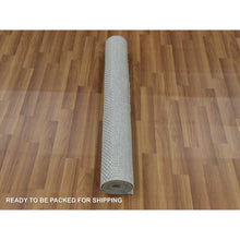 Load image into Gallery viewer, 3&#39;x5&#39;3&quot; Battleship Gray, Grass Design Dense Weave, Tone On Tone Soft To The Touch, Wool And Silk Hand Knotted, Oriental Rug FWR476118