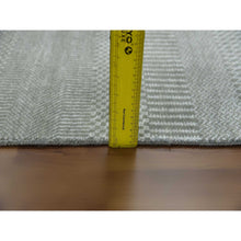 Load image into Gallery viewer, 3&#39;x5&#39;3&quot; Battleship Gray, Grass Design Dense Weave, Tone On Tone Soft To The Touch, Wool And Silk Hand Knotted, Oriental Rug FWR476118