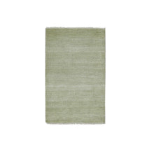 Load image into Gallery viewer, 3&#39;x5&#39;3&quot; Light Green, Hand Knotted Grass Design, Densely Woven Tone on Tone, Soft Pile Wool and Silk, Oriental Rug FWR476124