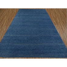 Load image into Gallery viewer, 12&#39;x18&#39; Dark Sapphire, Hand Knotted Grass Design, Dense Weave Tone On Tone, Soft Pile Wool And Silk, Oversized Oriental Rug FWR476148