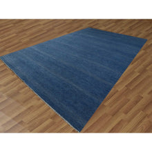 Load image into Gallery viewer, 12&#39;x18&#39; Dark Sapphire, Hand Knotted Grass Design, Dense Weave Tone On Tone, Soft Pile Wool And Silk, Oversized Oriental Rug FWR476148