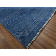 Load image into Gallery viewer, 12&#39;x18&#39; Dark Sapphire, Hand Knotted Grass Design, Dense Weave Tone On Tone, Soft Pile Wool And Silk, Oversized Oriental Rug FWR476148