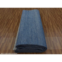 Load image into Gallery viewer, 12&#39;x18&#39; Dark Sapphire, Hand Knotted Grass Design, Dense Weave Tone On Tone, Soft Pile Wool And Silk, Oversized Oriental Rug FWR476148