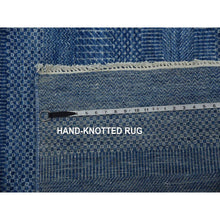 Load image into Gallery viewer, 12&#39;x18&#39; Dark Sapphire, Hand Knotted Grass Design, Dense Weave Tone On Tone, Soft Pile Wool And Silk, Oversized Oriental Rug FWR476148