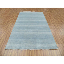 Load image into Gallery viewer, 6&#39;x9&#39;3&quot; Queen Blue, Grass Design Dense Weave, Tone On Tone Soft Pile, Wool And Silk Hand Knotted, Oriental Rug FWR476184