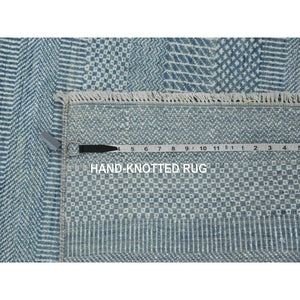 6'x9'3" Ruddy Blue, Pure Cotton, Durie Kilim Flat Weave, Stripe Design, Hand Woven, Reversible Oriental Rug FWR468960