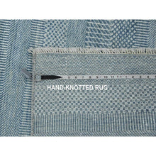 Load image into Gallery viewer, 6&#39;x9&#39;3&quot; Queen Blue, Grass Design Dense Weave, Tone On Tone Soft Pile, Wool And Silk Hand Knotted, Oriental Rug FWR476184