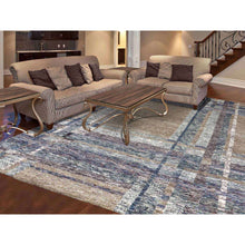 Load image into Gallery viewer, 8&#39;2&quot;x10&#39;2&quot; Almond Brown, Modern Geometric Opened Up Plaid Design, 100% Wool Hand Knotted, Oriental Rug FWR476268