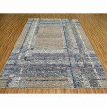 Load image into Gallery viewer, 8&#39;2&quot;x10&#39;2&quot; Almond Brown, Modern Geometric Opened Up Plaid Design, 100% Wool Hand Knotted, Oriental Rug FWR476268