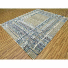 Load image into Gallery viewer, 8&#39;2&quot;x10&#39;2&quot; Almond Brown, Modern Geometric Opened Up Plaid Design, 100% Wool Hand Knotted, Oriental Rug FWR476268
