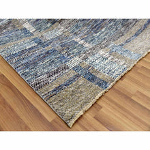 Load image into Gallery viewer, 8&#39;2&quot;x10&#39;2&quot; Almond Brown, Modern Geometric Opened Up Plaid Design, 100% Wool Hand Knotted, Oriental Rug FWR476268