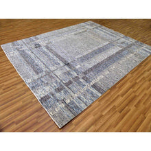 Load image into Gallery viewer, 8&#39;x10&#39;2&quot; Beige, Hand Knotted Geometric Opened Up Plaid Design, 100% Wool, Oriental Rug FWR476274