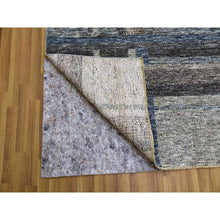 Load image into Gallery viewer, 9&#39;x12&#39;1&quot; Cloud Gray, Geometric Opened Up Plaid Design, 100% Wool Hand Knotted, Oriental Rug FWR476286