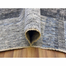 Load image into Gallery viewer, 9&#39;x12&#39;1&quot; Cloud Gray, Geometric Opened Up Plaid Design, 100% Wool Hand Knotted, Oriental Rug FWR476286