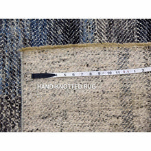 Load image into Gallery viewer, 9&#39;x12&#39;1&quot; Cloud Gray, Geometric Opened Up Plaid Design, 100% Wool Hand Knotted, Oriental Rug FWR476286