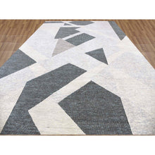 Load image into Gallery viewer, 12&#39;1&quot;x18&#39; Gainsboro Gray, Geometric Art Deco Collection Soft To The Touch, Extra Soft Wool Hand Knotted, Oversized Oriental Rug FWR476406