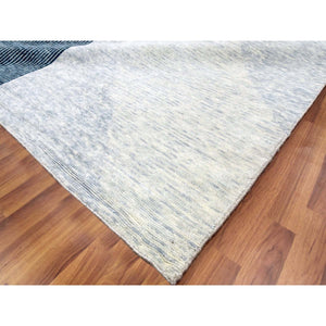 12'1"x18' Gainsboro Gray, Geometric Art Deco Collection Soft To The Touch, Extra Soft Wool Hand Knotted, Oversized Oriental Rug FWR476406