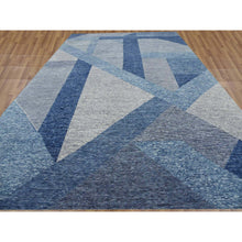 Load image into Gallery viewer, 12&#39;2&quot;x18&#39;3&quot; Beau Blue, Pure Wool Hand Knotted, Geometric Art Deco Collection Soft To The Touch, Oversized Oriental Rug FWR476430