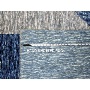 12'2"x18'3" Beau Blue, Pure Wool Hand Knotted, Geometric Art Deco Collection Soft To The Touch, Oversized Oriental Rug FWR476430