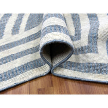 Load image into Gallery viewer, 12&#39;2&quot;x18&#39;4&quot; Steel Blue, Geometric Art Deco Collection Soft To The Touch, Organic Wool Hand Knotted, Oversized Oriental Rug FWR476454