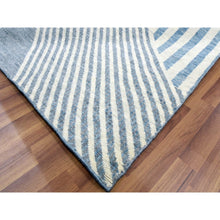 Load image into Gallery viewer, 12&#39;2&quot;x18&#39;4&quot; Steel Blue, Geometric Art Deco Collection Soft To The Touch, Organic Wool Hand Knotted, Oversized Oriental Rug FWR476454