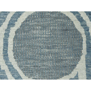 12'2"x18'4" Steel Blue, Geometric Art Deco Collection Soft To The Touch, Organic Wool Hand Knotted, Oversized Oriental Rug FWR476454