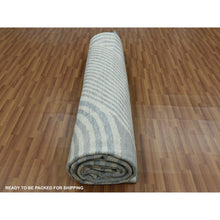 Load image into Gallery viewer, 12&#39;2&quot;x18&#39;4&quot; Steel Blue, Geometric Art Deco Collection Soft To The Touch, Organic Wool Hand Knotted, Oversized Oriental Rug FWR476454