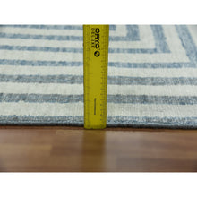 Load image into Gallery viewer, 12&#39;2&quot;x18&#39;4&quot; Steel Blue, Geometric Art Deco Collection Soft To The Touch, Organic Wool Hand Knotted, Oversized Oriental Rug FWR476454