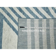 Load image into Gallery viewer, 12&#39;2&quot;x18&#39;4&quot; Steel Blue, Geometric Art Deco Collection Soft To The Touch, Organic Wool Hand Knotted, Oversized Oriental Rug FWR476454