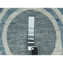 Load image into Gallery viewer, 9&#39;1&quot;x12&#39;1&quot; Steel Blue, Pure Wool Hand Knotted, Geometric Art Deco Collection Soft To The Touch, Oriental Rug FWR476466