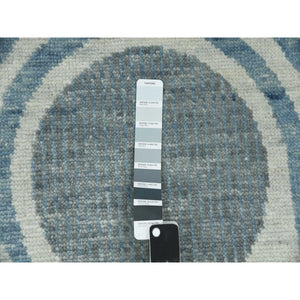 9'1"x12'1" Steel Blue, Pure Wool Hand Knotted, Geometric Art Deco Collection Soft To The Touch, Oriental Rug FWR476466