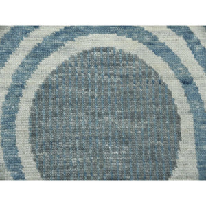 9'1"x12'1" Steel Blue, Pure Wool Hand Knotted, Geometric Art Deco Collection Soft To The Touch, Oriental Rug FWR476466
