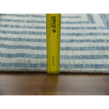 Load image into Gallery viewer, 9&#39;1&quot;x12&#39;1&quot; Steel Blue, Pure Wool Hand Knotted, Geometric Art Deco Collection Soft To The Touch, Oriental Rug FWR476466