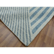 Load image into Gallery viewer, 10&#39;1&quot;x14&#39; Steel Blue, Soft Wool Hand Knotted, Geometric Art Deco Collection Soft To The Touch, Oriental Rug FWR476472