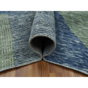 12'2"x18'3" Camouflage Green, Geometric Art Deco Collection, Natural Wool Hand Knotted, Oversized Oriental Rug FWR476484
