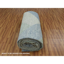 Load image into Gallery viewer, 12&#39;2&quot;x18&#39;3&quot; Camouflage Green, Geometric Art Deco Collection, Natural Wool Hand Knotted, Oversized Oriental Rug FWR476484