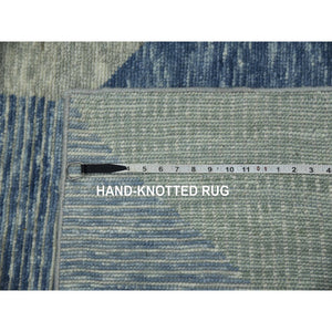 12'2"x18'3" Camouflage Green, Geometric Art Deco Collection, Natural Wool Hand Knotted, Oversized Oriental Rug FWR476484