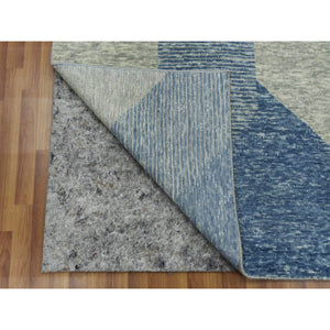 10'x14' Camouflage Green, 100% Wool Hand Knotted, Geometric Art Deco Collection, Oriental Rug FWR476496