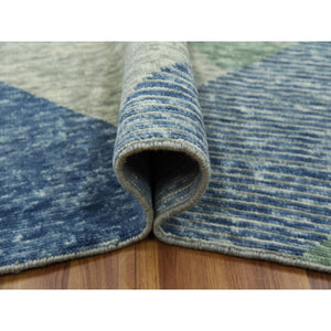 10'x14' Camouflage Green, 100% Wool Hand Knotted, Geometric Art Deco Collection, Oriental Rug FWR476496