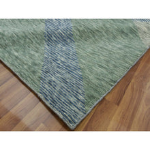 Load image into Gallery viewer, 10&#39;x14&#39; Camouflage Green, 100% Wool Hand Knotted, Geometric Art Deco Collection, Oriental Rug FWR476496