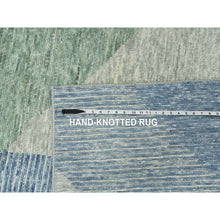 Load image into Gallery viewer, 10&#39;x14&#39; Camouflage Green, 100% Wool Hand Knotted, Geometric Art Deco Collection, Oriental Rug FWR476496