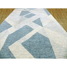 Load image into Gallery viewer, 12&#39;1&quot;x18&#39;4&quot; Stone Blue, Geometric Art Deco Collection, Natural Wool Hand Knotted, Oversized Oriental Rug FWR476520