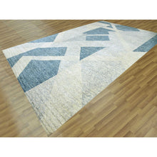 Load image into Gallery viewer, 12&#39;1&quot;x18&#39;4&quot; Stone Blue, Geometric Art Deco Collection, Natural Wool Hand Knotted, Oversized Oriental Rug FWR476520