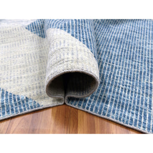 12'1"x18'4" Stone Blue, Geometric Art Deco Collection, Natural Wool Hand Knotted, Oversized Oriental Rug FWR476520